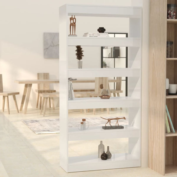 Book Cabinet Room Divider High Gloss White 80x30x166 cm Engineered Wood