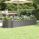 Garden Raised Bed Powder Coated Steel 224x80x36 cm Grey