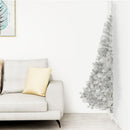 Artificial Half Christmas Tree with Stand Silver 180 cm PVC