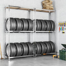 2 Layer Tire Racks 2 pcs Silver 110x40x180 cm Steel