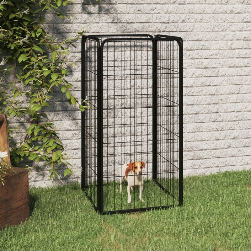 Dog Playpen 4 Panels Black 50x100 cm Powder coated Steel