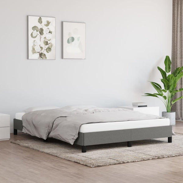 Bed Frame Dark Grey 137x187 cm Double Fabric