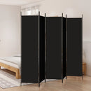 5 Panel Room Divider Black 250x200 cm Fabric