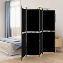 4 Panel Room Divider Black 200x180 cm Fabric