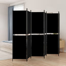 6 Panel Room Divider Black 300x180 cm Fabric