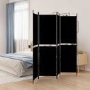 4 Panel Room Divider Black 200x200 cm Fabric