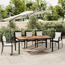 Garden Table with Wooden Top Black Poly Rattan and Solid Wood Acacia