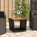 Tea Table with Wooden Top Black Poly Rattan and Solid Wood Acacia