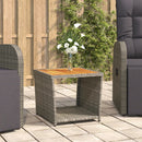 Tea Table with Wooden Top Grey Poly Rattan and Solid Wood Acacia