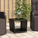 Tea Table with Glass Top Black Poly Rattan and Tempered Glass