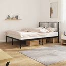 Metal Bed Frame with Headboard Black 137x187 cm Double