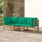3 Piece Garden Lounge Set with Green Cushions Bamboo