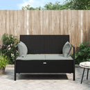2 Seater Garden Bench with Cushions Black Poly Rattan