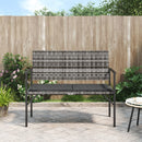 2 Seater Garden Bench with Cushion Grey Poly Rattan