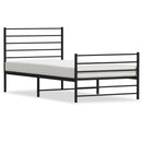 Metal Bed Frame with Headboard and Footboard Black 107x203 cm King Single Size