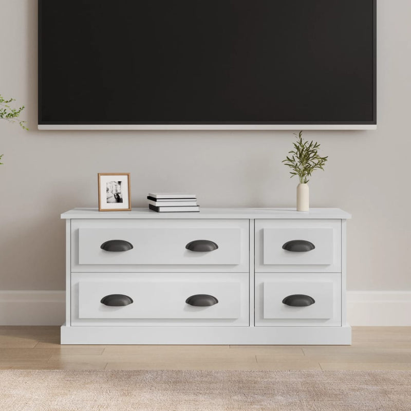TV Cabinet High Gloss White 1000 x 355 x 450 mm Engineered Wood