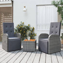 3 Piece Garden Lounge Set Grey Poly Rattan and Solid Wood Acacia