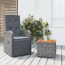 2 Piece Garden Lounge Set Grey Poly Rattan and Solid Wood Acacia