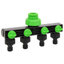 4 Way Tap Adaptor Green and Black 195 x 60 x 110 mm ABS and PP