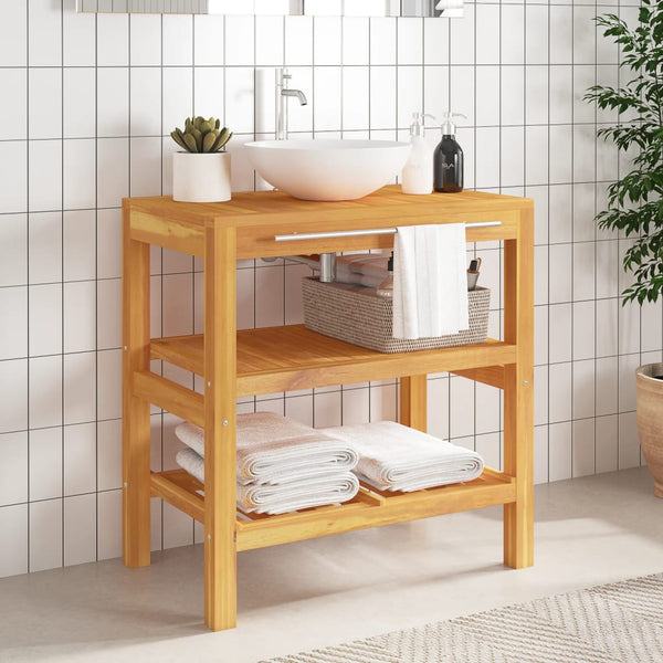 Bathroom Vanity Cabinet with 2 Shelves 74x45x75 cm Solid Wood