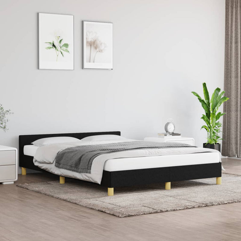 Bed Frame Black 107x203 cm King Single Size Fabric