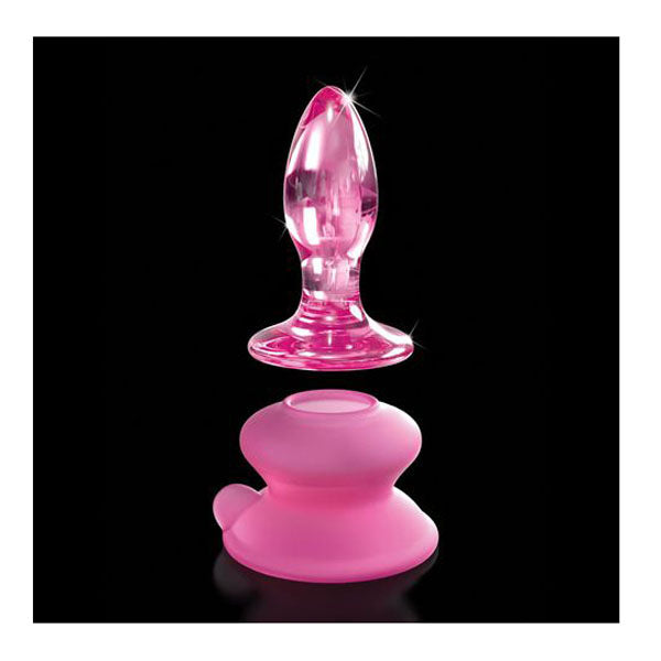 8 Cm Icicles 90 Glass Butt Plug With Suction Cup Base Pink