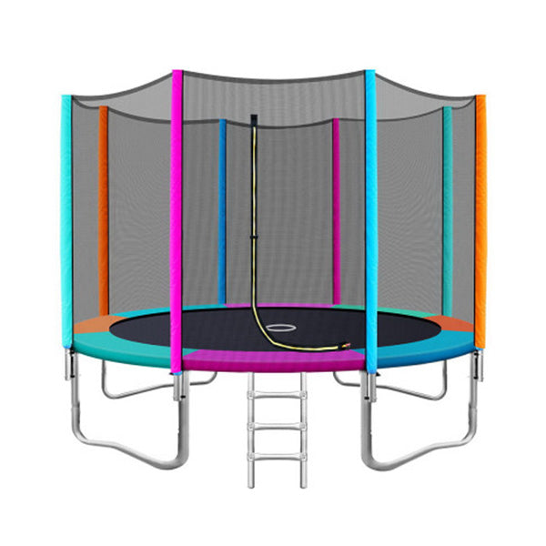 12 Feet Multi Coloured Trampoline With Safety Net Pad And Net Round