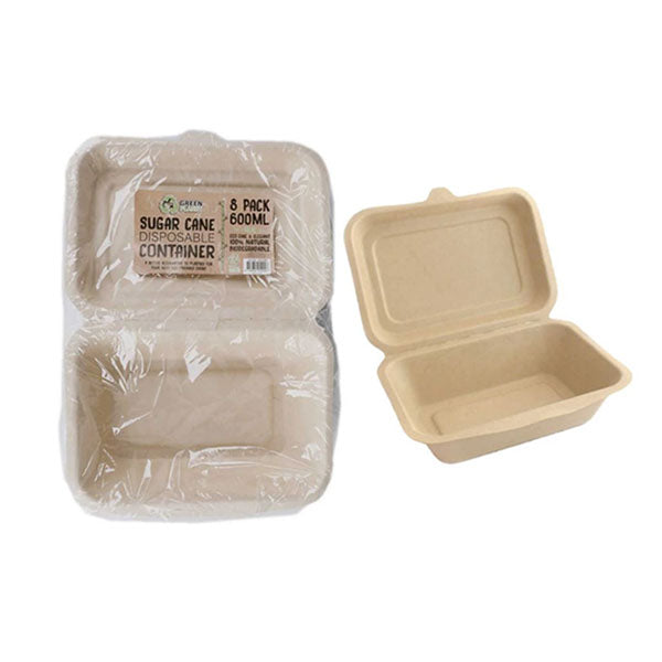 8 Pack Eco Friendly Disposable Container 600Ml