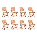 8 Pcs Folding Garden Chairs  Solid Eucalyptus Wood