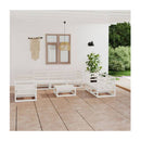 8 Piece Garden Lounge Set White Solid Pinewood