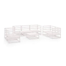 8 Piece Garden Lounge Set White Solid Pinewood