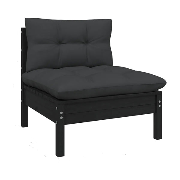 8 Piece Garden Lounge Set With Cushions Black Pinewood