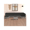 8 Piece Solid Pinewood Garden Lounge Set With Cushions