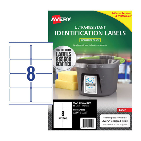 Avery Label Outdoor L7914 8Up Pack Of 10