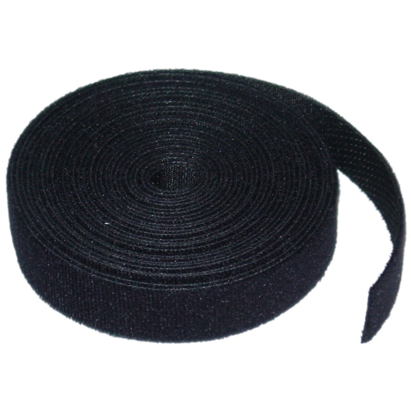 8Ware 25m Hook & Loop Continuous Double Sided Roll - 12mm Wide, Black