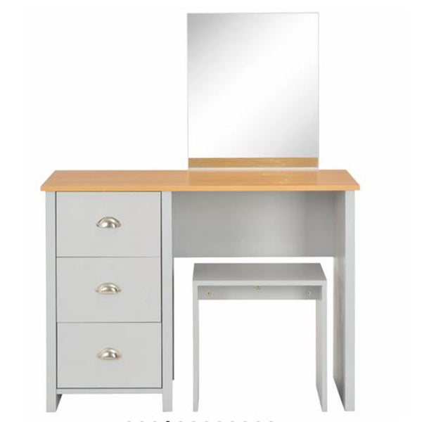 Grey Dressing Table with Mirror and Stool 104x45x131cm