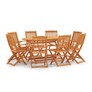 9 Piece Folding Outdoor Dining Set Solid Eucalyptus Wood