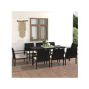 9 Piece Black Garden Dining Set Poly Rattan