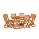 9 Piece Solid Eucalyptus Wood Folding Outdoor Dining Set