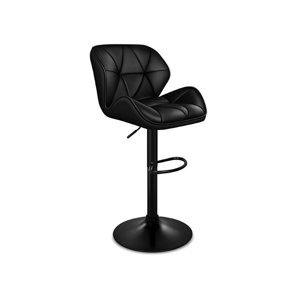 2X Bar Stools Willa Kitchen Gas Lift Swivel Chair Leather Black