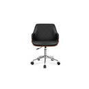 Wooden Office Chair Computer Chairs Home Seat Pu Leather Black