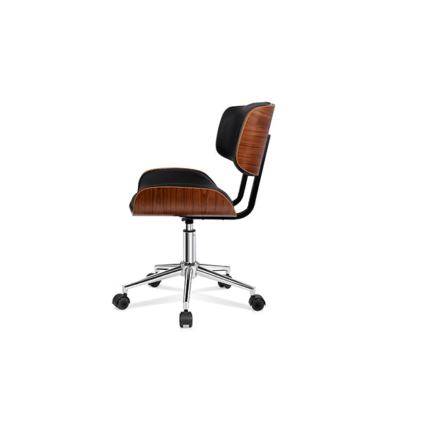 Black Wooden Office Chair Computer Chairs Home Seat Pu Leather