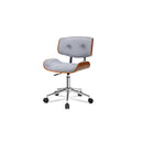 Grey Wooden Office Chair Computer Chairs Home Seat Linen Fabric