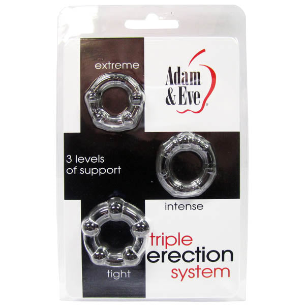 Set Of 3 Adam And Eve Triple Erection System Clear Cock Rings