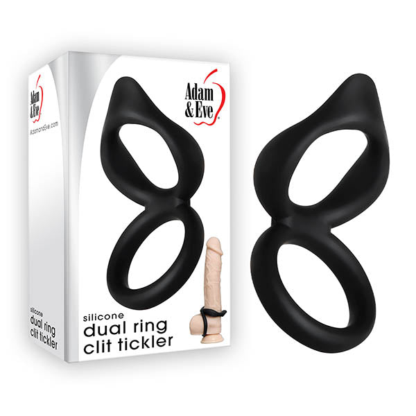 Silicone Dual Clit Tickler Black Cock And Ball Rings