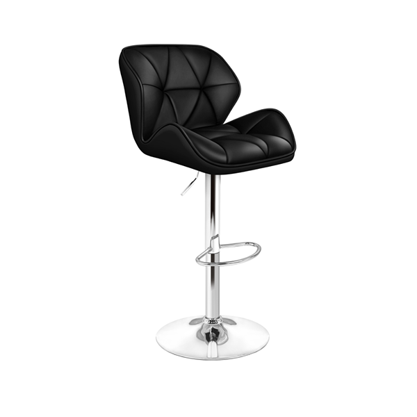 2Pcs Bar Stools Willa Kitchen Gas Lift Swivel Chair Leather Black