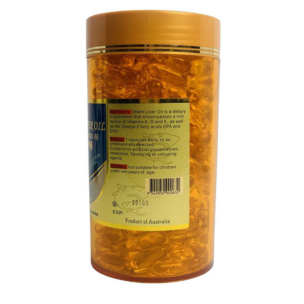 365X 1000Mg Shark Liver Oil Capsules Squalene Extract Skin Supplement