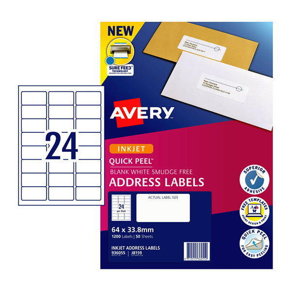 Avery Ip Label Address Quick Peel J8159 24Up Pack Of 50