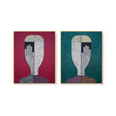 Abstract Man And Woman Set Of 2 Gold Frame Canvas Wall Art