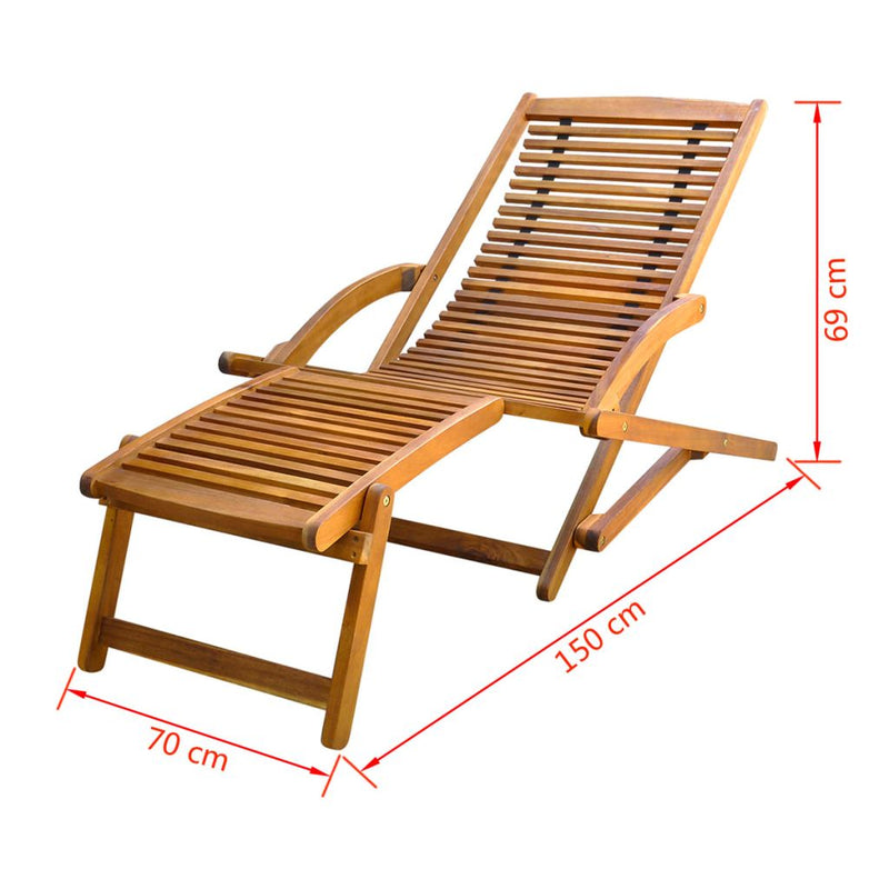 Acacia Wood Deck Chair with Footrest